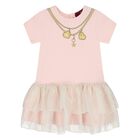 Younger Girls Pink Necklace Logo Dress, 2, hi-res