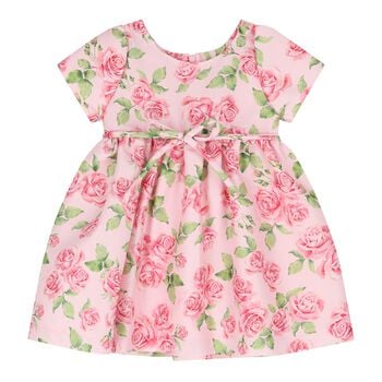 Baby Girls Pink Logo Floral Dress