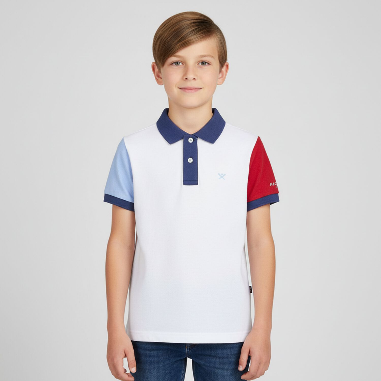 Boys White & Pink Logo Polo Shirts, 1, hi-res