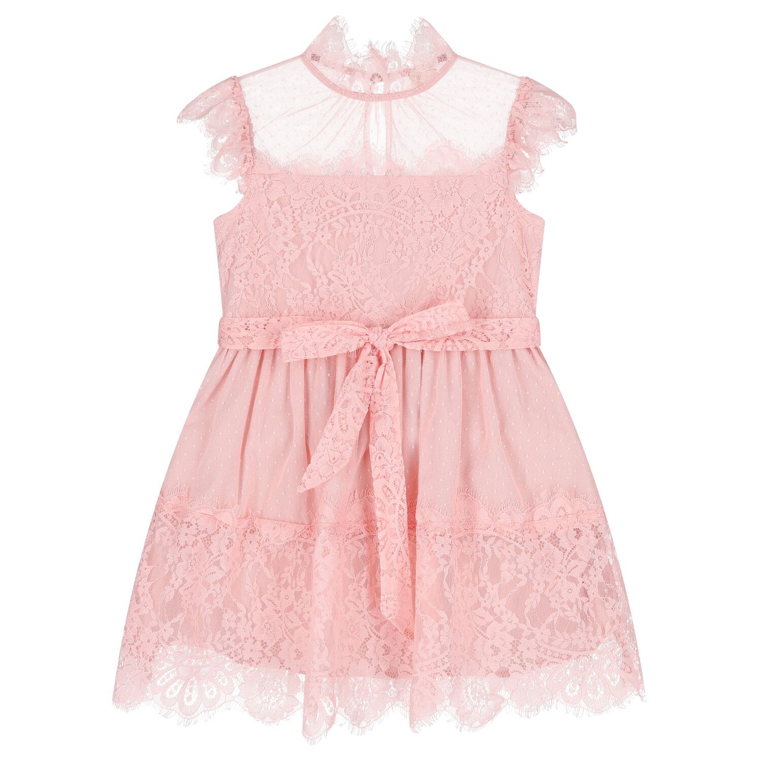 Girls Pink Lace Tulle Dress, 1, hi-res image number null