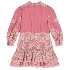 Girls Pink Floral Embroidered Dress, 1, hi-res
