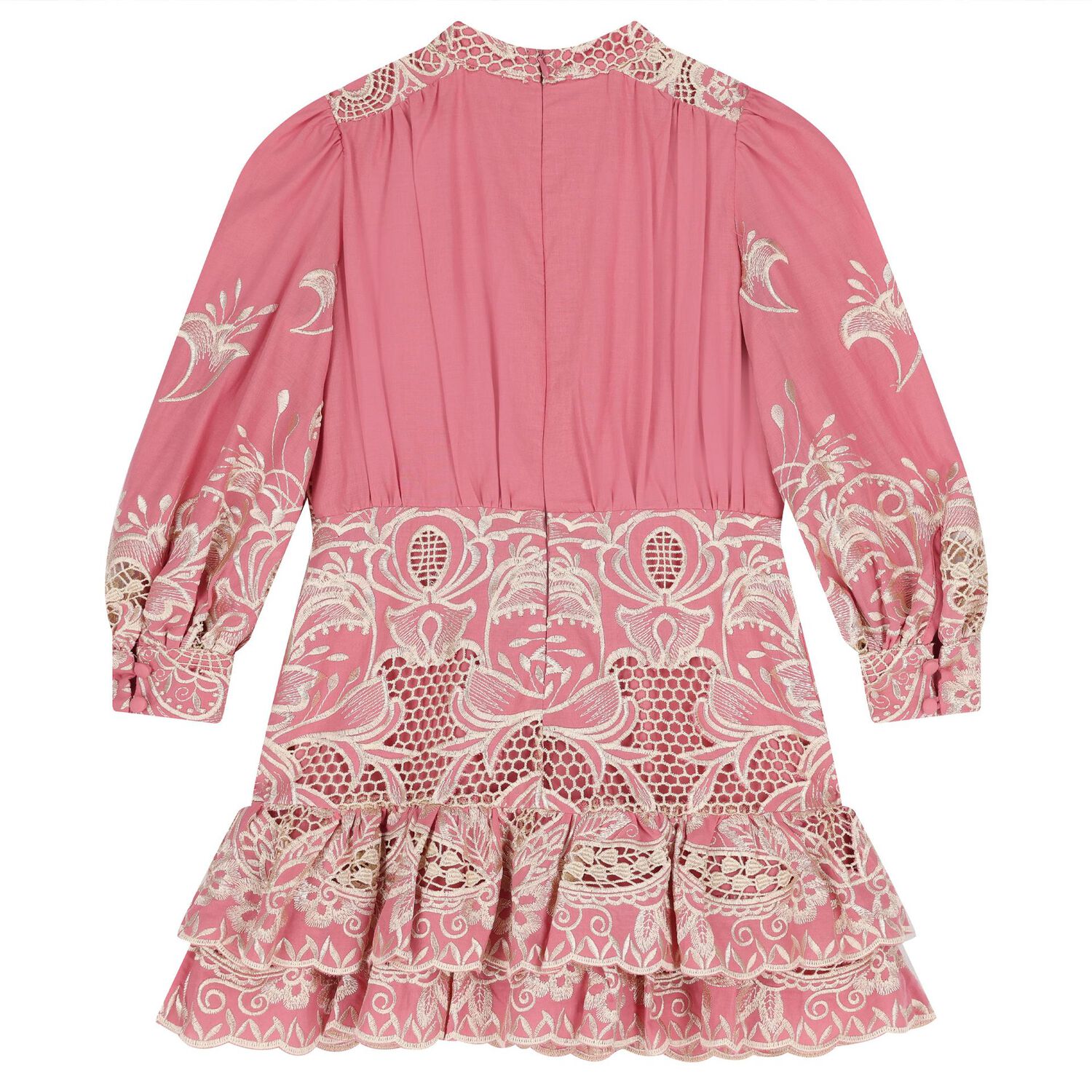 Girls Pink Floral Embroidered Dress, 1, hi-res image number null