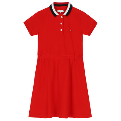 Girls Red Logo Polo Dress