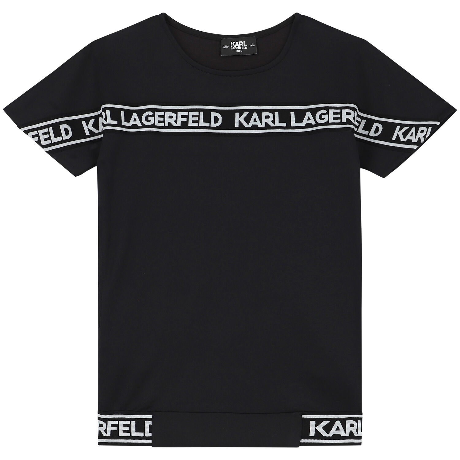 فستان بنات بالشعار باللون الأسود, 1, hi-res