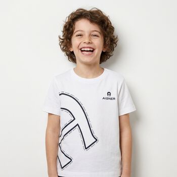 Younger Boys White Logo T-Shirt 