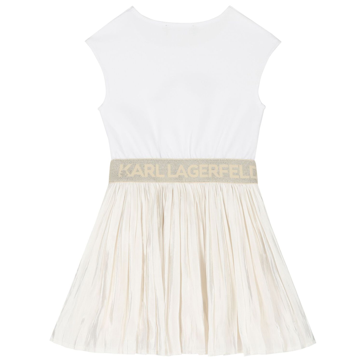 Girls Ivory & Gold Logo Dress, 1, hi-res image number null