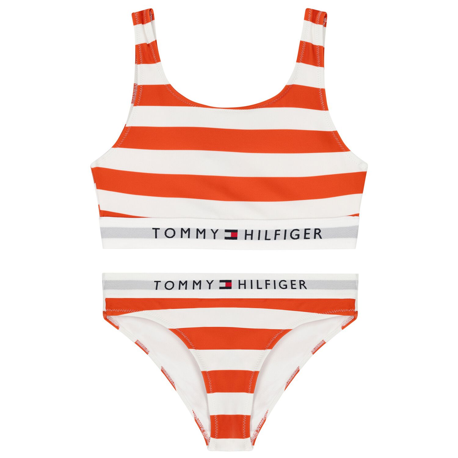 Girls Orange Striped Bikini, 1, hi-res image number null
