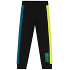 Boys Black, Green & Blue Logo Joggers, 2, hi-res