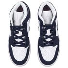 Navy Blue & White Air Jordan 1 Mid Trainers, 1, hi-res