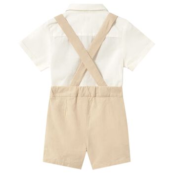 Younger Boys Beige & Ivory Shorts Set