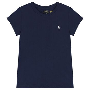 Girls Navy Blue Logo T-Shirt