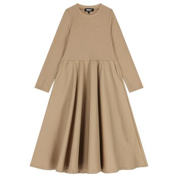 Girls Beige Logo Dress