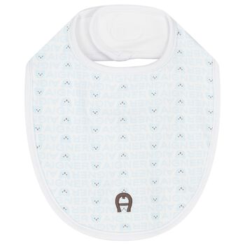 Baby Boys White & Blue Logo Bib