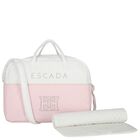 Baby Girls White & Pink Logo Changing Bag, 2, hi-res