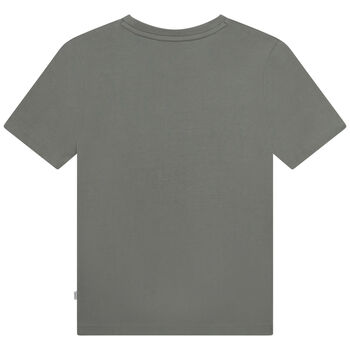 Boys Khaki Green Logo Mini-Me T-Shirt