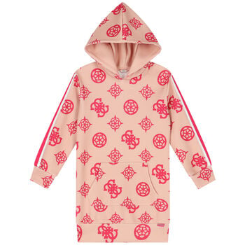 Girls Pink Logo Hooded Dress