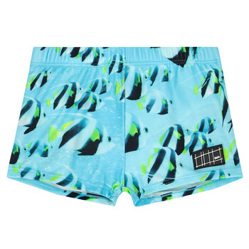 Younger Boys Blue Fish Swim Shorts