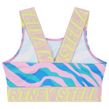 Girls Pink & Blue Logo Crop Top