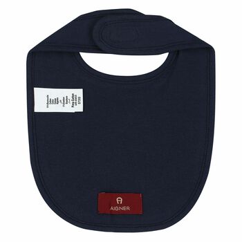 Baby Boys Navy & Gold Logo Bib