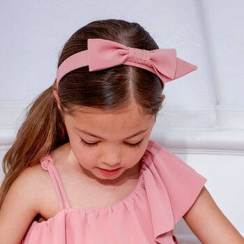 Girls Pink Crepe Bow Headband