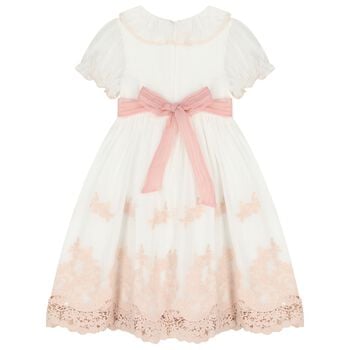 Girls White & Pink Floral Dress 