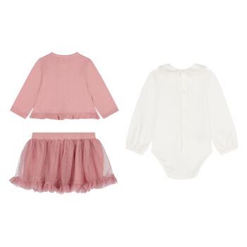 Baby Girls Pink & Ivory Piece Skirt Set, 1 Baby Girls Pink & Ivory Piece Skirt Set