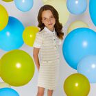 Girls Ivory & Gold Logo Polo Dress, 1, hi-res