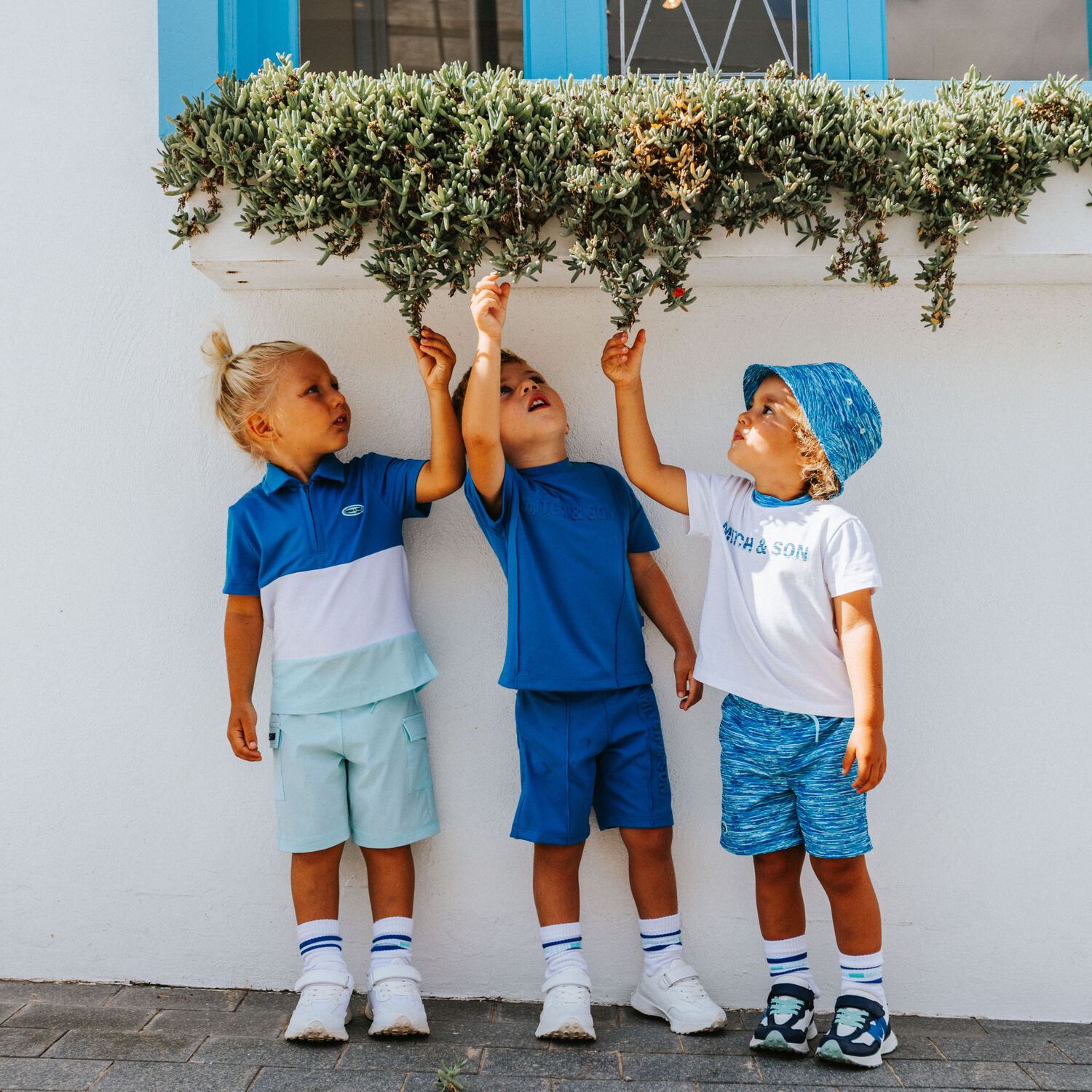 Boys Blue & Grey Swim Shorts, 1, hi-res image number null