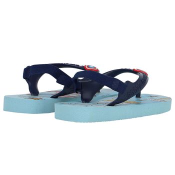 Boys Blue Marvel Logo Flip Flops