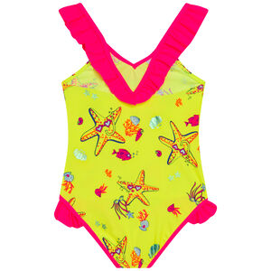 Girls Yellow & Pink Starfish Swimsuit