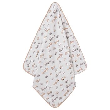 Baby Boys White & Beige Hooded Towel