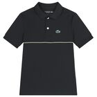 Boys Black Logo Polo Shirt, 1, hi-res