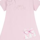 Girls Pink Logo Bow Bag Print Dress, 1, hi-res