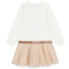 Girls Ivory & Beige Teddy Bear Dress, 1, hi-res