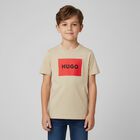 Boys Beige Logo T-Shirt , 3, hi-res