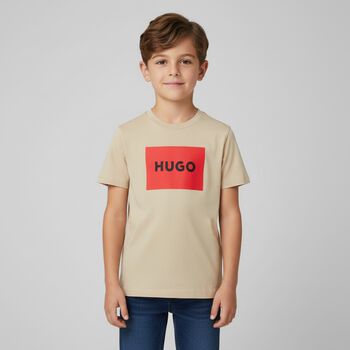Boys Beige Logo T-Shirt 