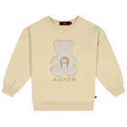 Girls Beige Faux Fur Teddy Bear Sweatshirt, 2, hi-res