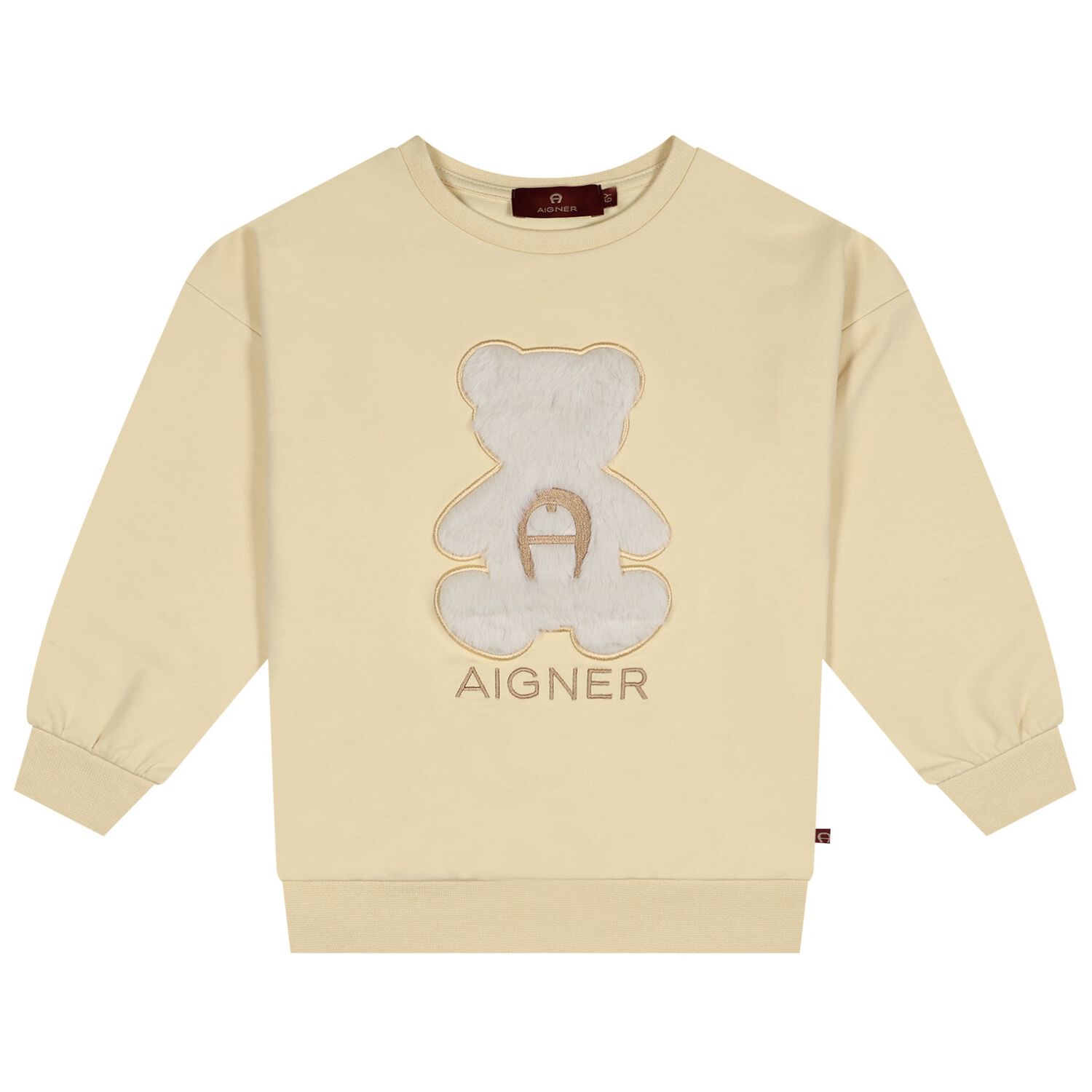Girls Beige Faux Fur Teddy Bear Sweatshirt, 2, hi-res