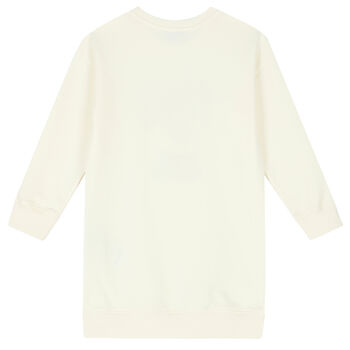 Girls Ivory Teddy Logo Sweatshirt Dress