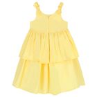 Girls Yellow Bow Tiered Dress, 1, hi-res