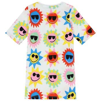 Girls White Sun T-Shirt Dress