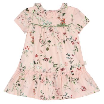 Baby Girls Pink Floral Ruffled Dress