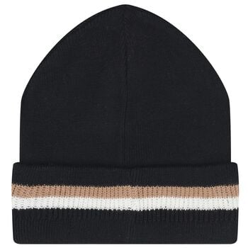 Boys Black Logo Beanie Hat