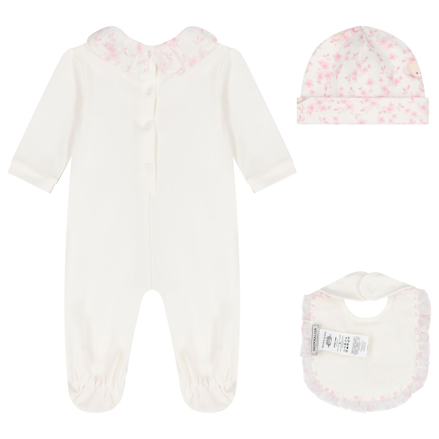 Baby Ivory & Pink Teddy Bear Babygrow Gift Set, 1, hi-res image number null