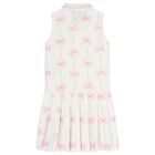 Girls White & Pink Bow Dress, 1, hi-res
