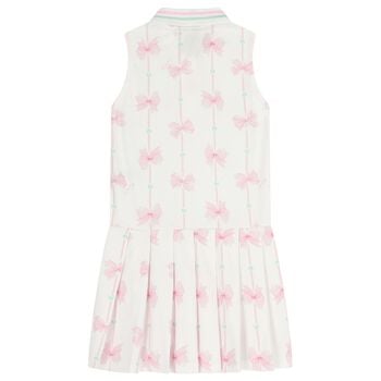 Girls White & Pink Bow Dress