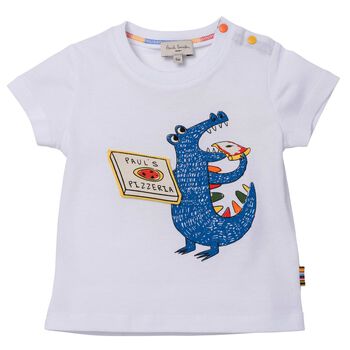 Younger Boys White Crocodile T-Shirt