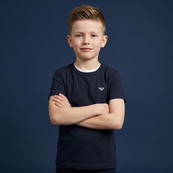 Boys White & Navy Blue T-Shirts ( 2-Pack )