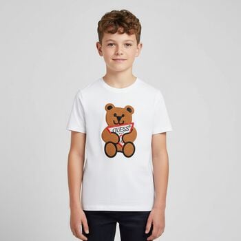 Younger Boys White Teddy Logo T-Shirt