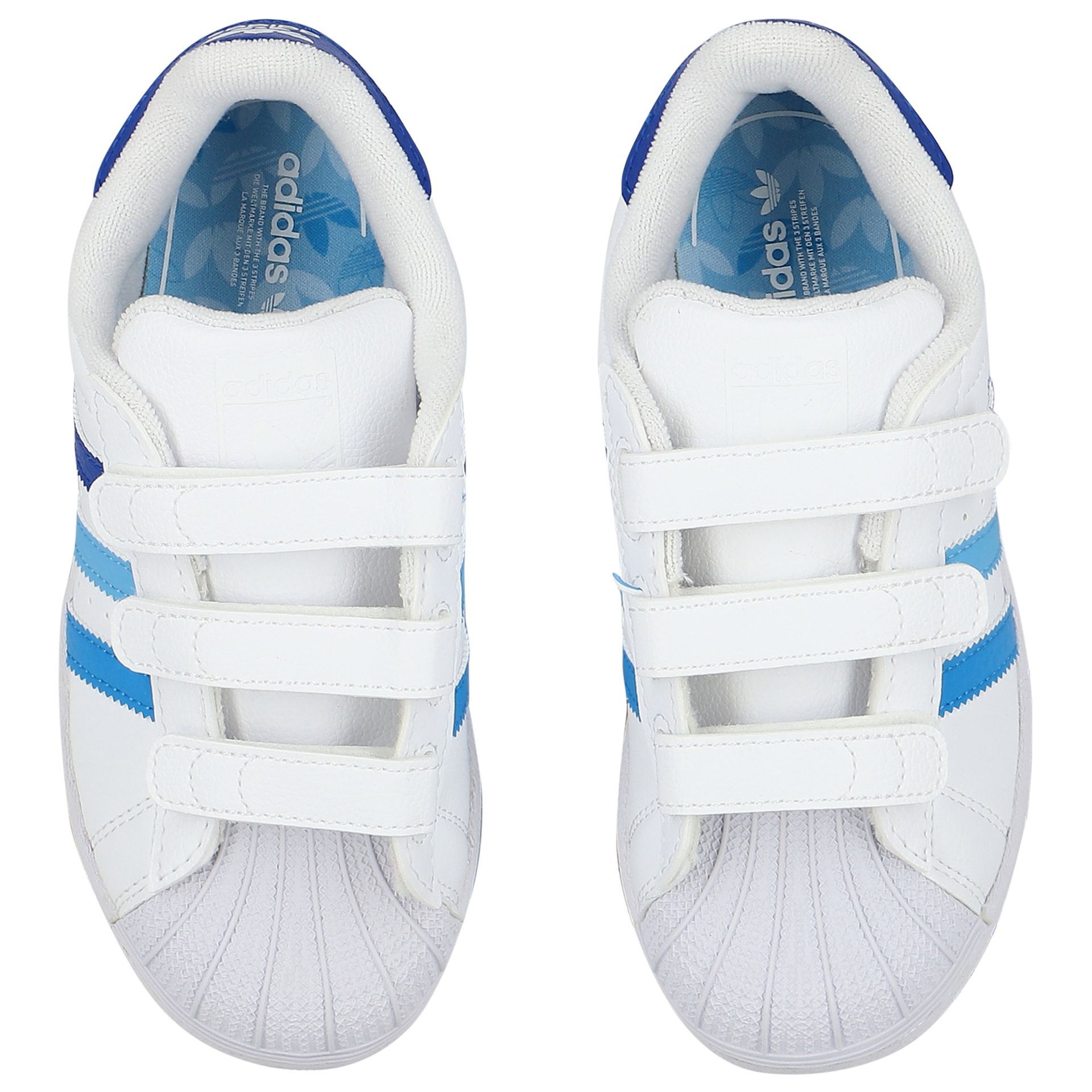 Adidas superstar trainers white and blue outlet